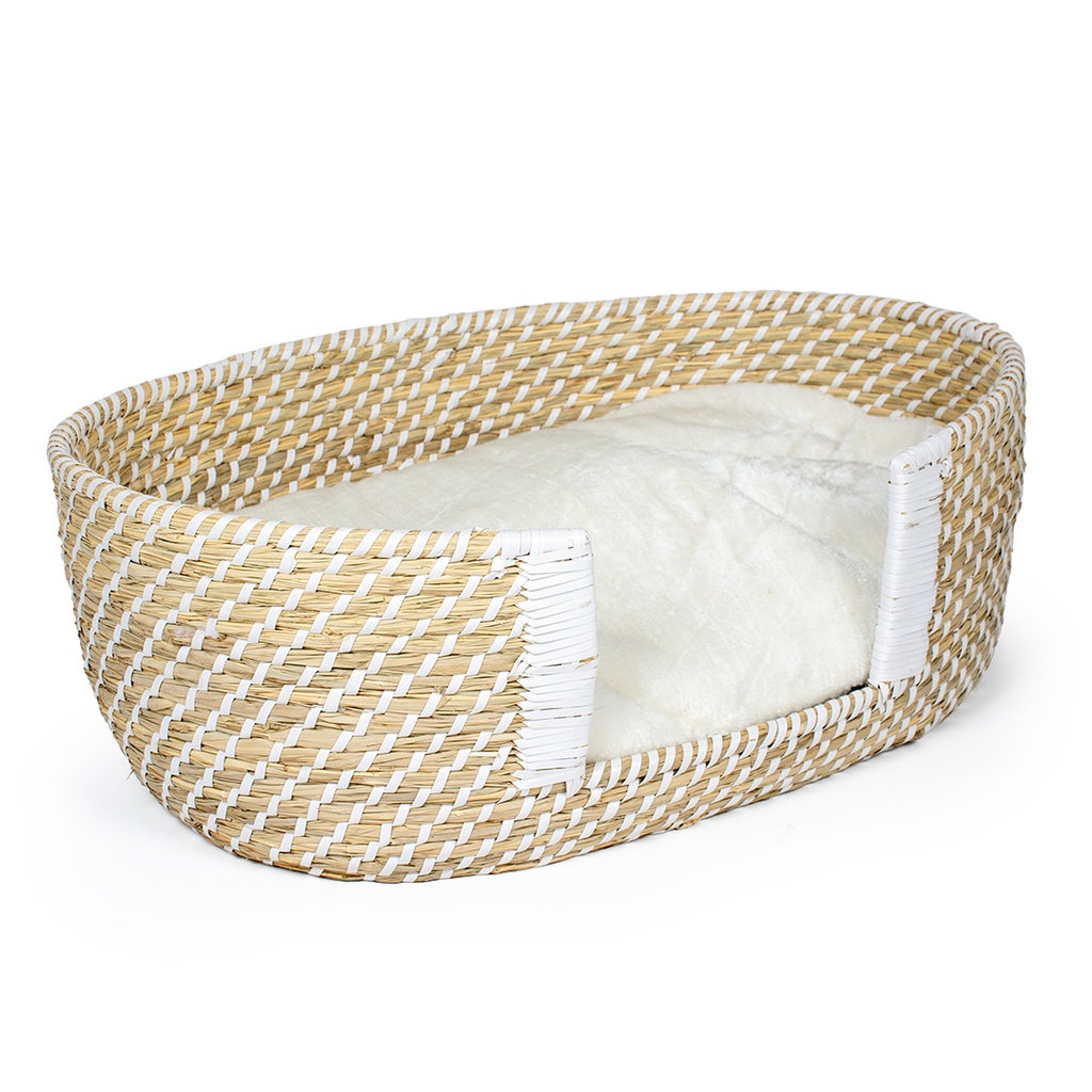 Boho panier en osier et coussin