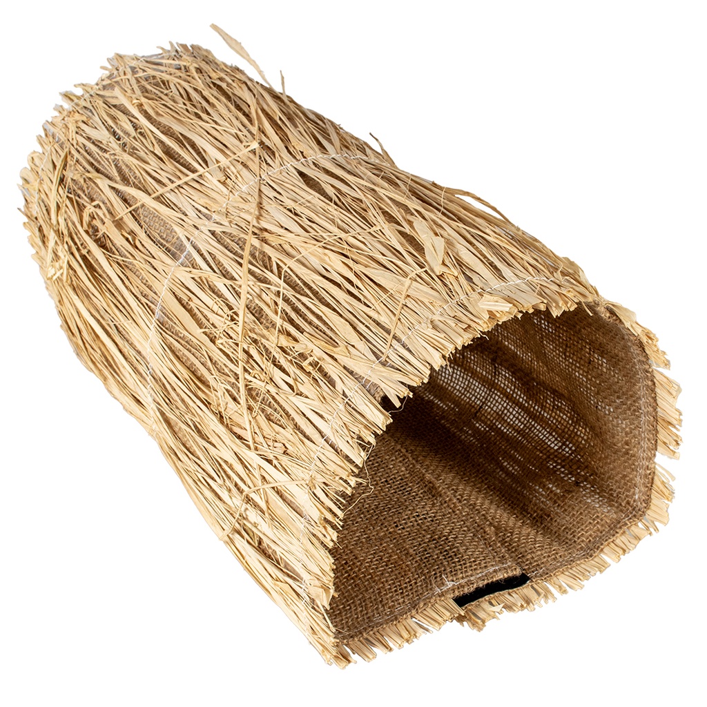 Linen play tunnel with grass