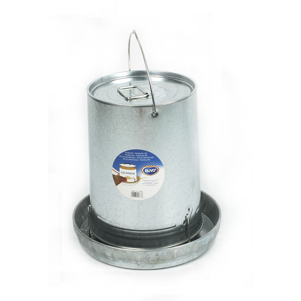 Galvanised feeder with lid
