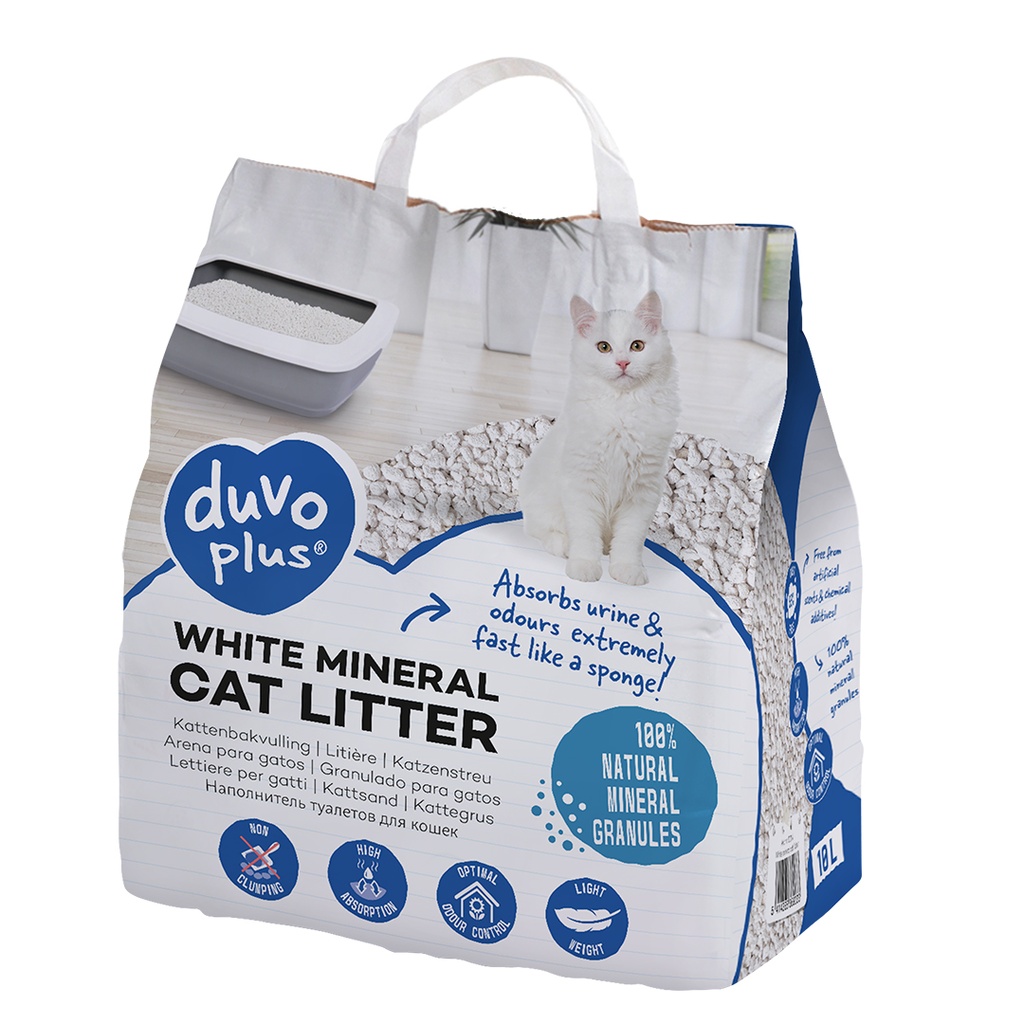 White mineral cat litter