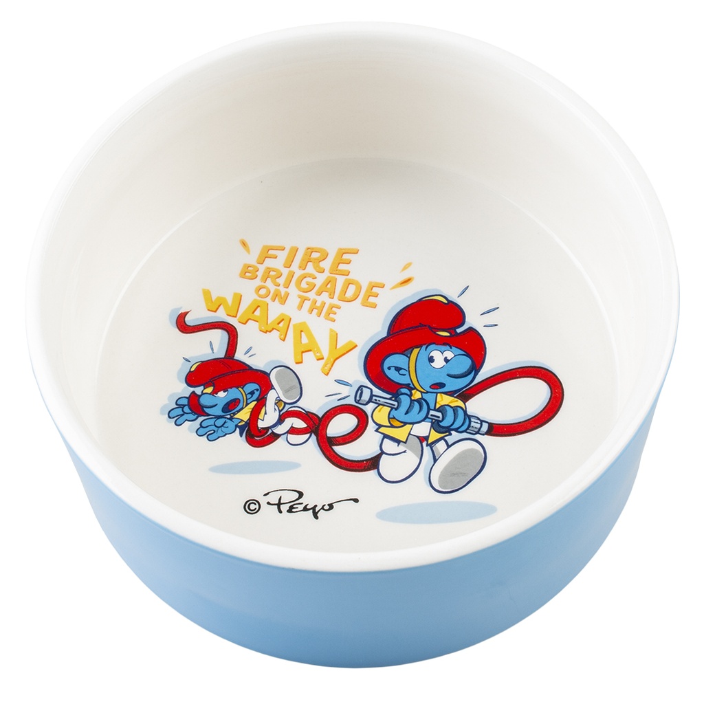 Fire brigade Smurfs feeding bowl