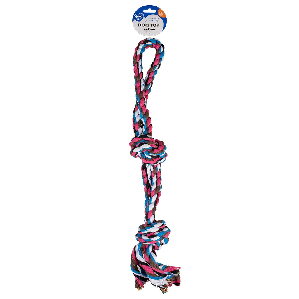 Tug toy knotted cotton 2 knots double loop