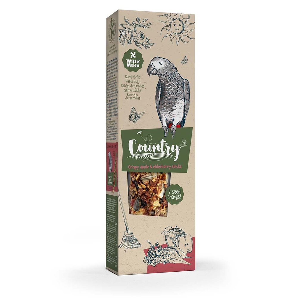 Country Sticks Papagei Apfel & Holunderbeere