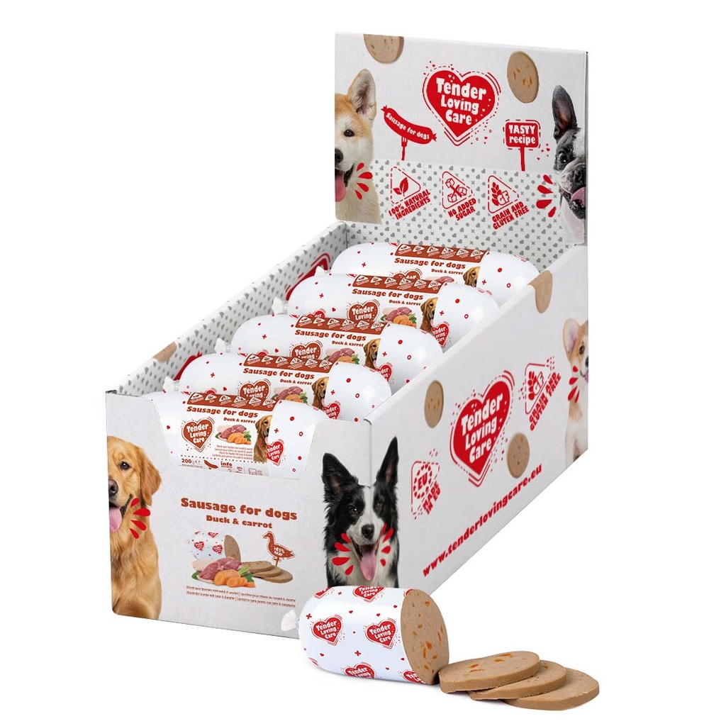 Worst voor honden met eend & wortel