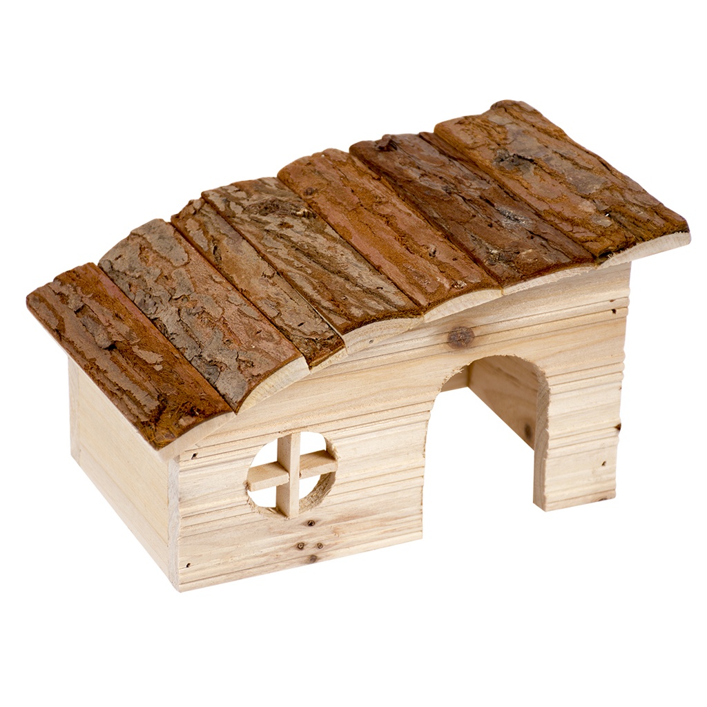 Small animal wooden lodge shed roof