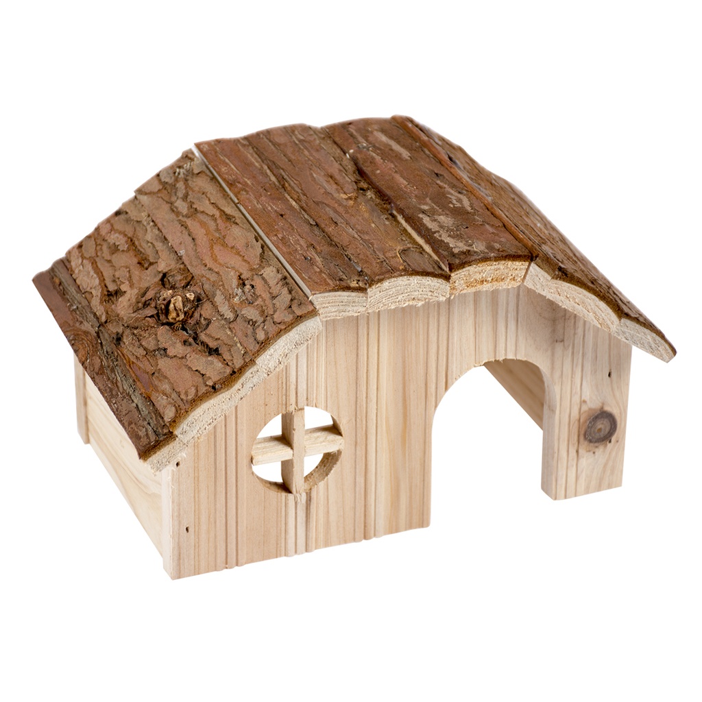 Holzlodge Mit Rindendach Nagetier