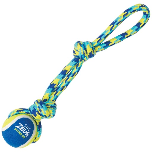 [33/96376] ZS Fitness Rope Tug w. Tennis Ball [blue/yellow (Blue)]