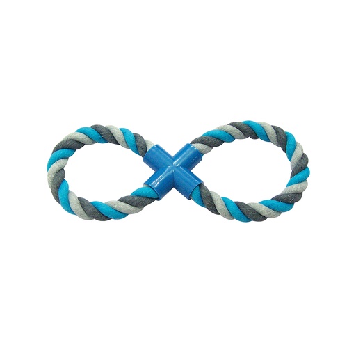 [4705042] Tug Toy Knotted Cotton 8- Pull Ring [grey/blue (Gray)]