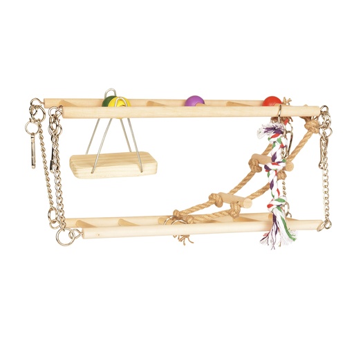 [4956007] Wooden Suspension Bridge With Swing