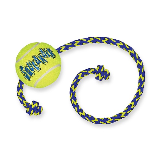[74012209] KONG air squeakair tennis ball + corde [jaune (Jaune)]