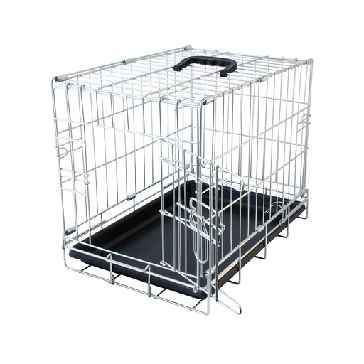 [780/407] Dog crate 1 door plastic tray [chrome (Metal)]