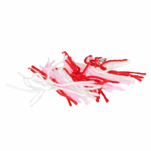 [15428] Wooly stok met bel [rood/wit (Rood)]