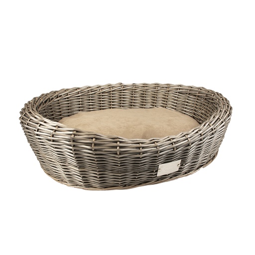 [11119] Provence Wicker Basket Oval & Cushion