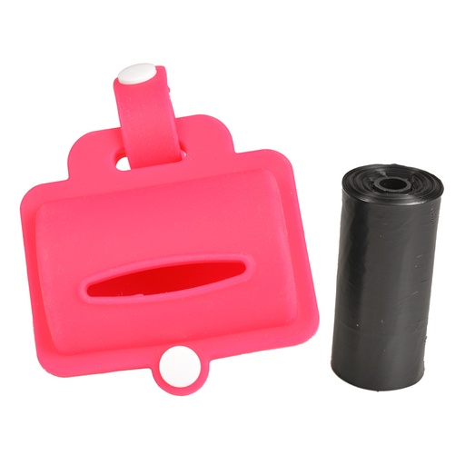[12502] Distributeur sacs ramasse-crottes silicone [rose (Rose)]