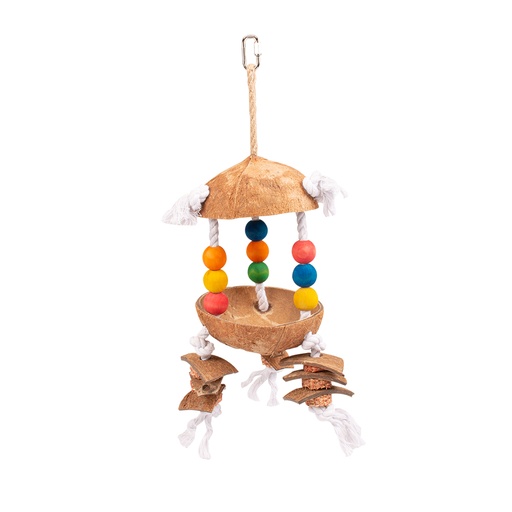[11153] Jouet coloré avec coco et cubes sur corde