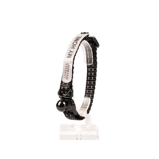 [11158] Cat collar reflective uni address [black (Black)]