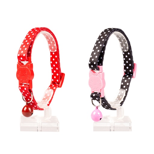 [11166] Cat collar white dots nylon [mixed colors (Multi)]