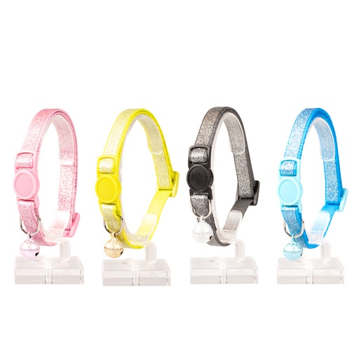 [11176] Cat collar glitter nylon [mixed colors (Multi)]