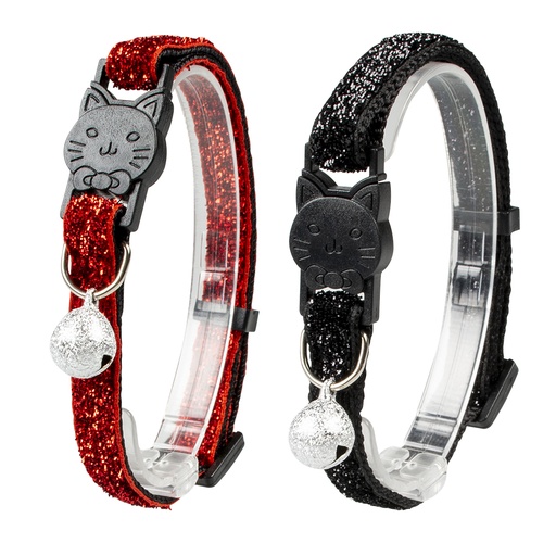 [11837] Cat collar glitter 2 nylon [mixed colors (Multi)]