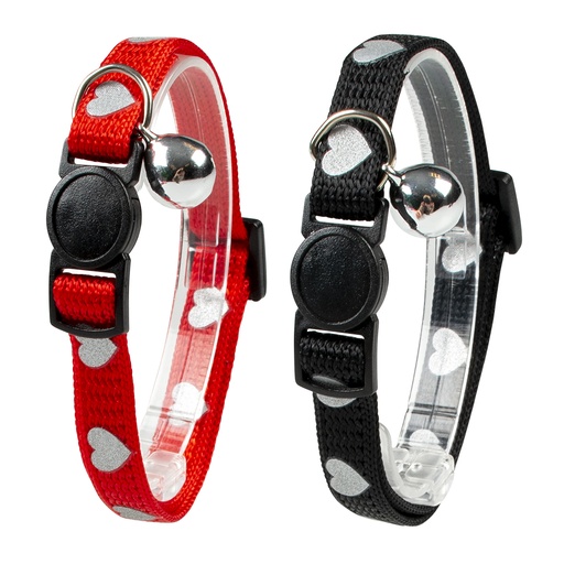 [11838] Kattenhalsband hartjes reflecterend [gemengde kleuren (Multi)]