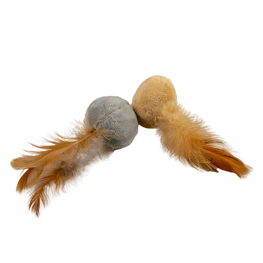 [12084] Cushy balls with feathers [brown/grey (Brown)]