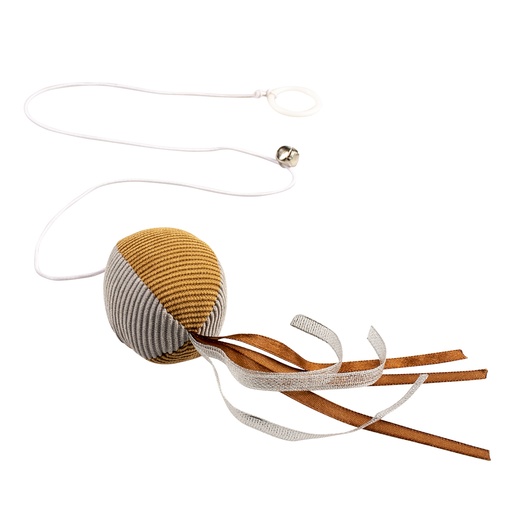 [12086] Cushy ball with elastic & bell [brown/grey (Brown)]
