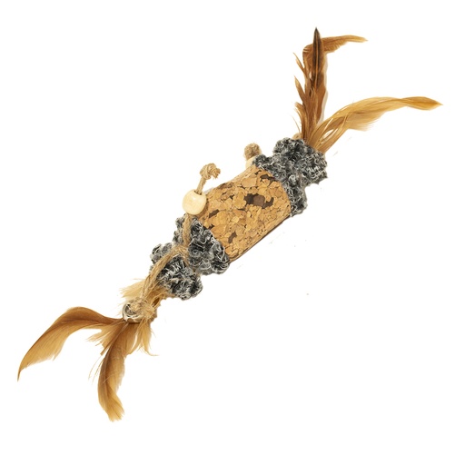[12110] Cork barel with feathers & bell [brown (Brown)]