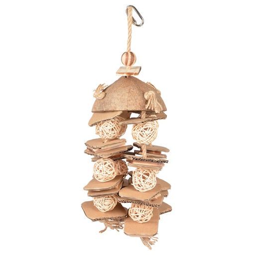[12408] Coconut Jungle hanger with willow balls & cardboard [brown (Brown)]