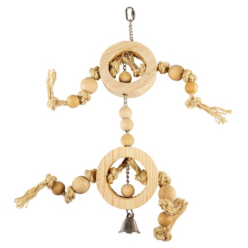 [13557] Holzringe mit Sisalseil & Perlen [beige (Braun)]