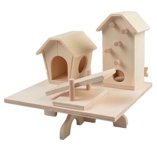 [14320] Terrain de jeu en bois avec maisonnettes [marron (Marron)]